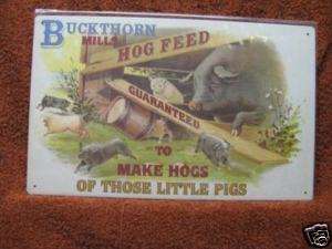Hog Feed Little Pigs Vintage Metal Advertising Sign  
