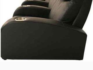 Rialto Home Theater Seating 3 Front Row Seats Black Leather Chairs 