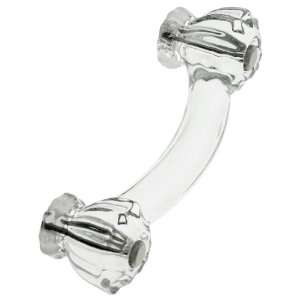 Fluted Clear Glass Bridge Drawer Pull With Nickel Bolts 