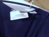 LINDA ALLARD ELLEN TRACY size 12 Navy Blue SILK BELTED WRAP DRESS 