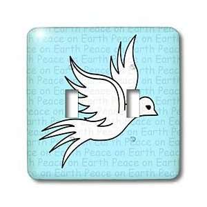  White Dove Print Blue   Light Switch Covers   double toggle switch