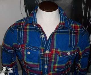 Mens Abercrombie DickersonNotch Blue Plaid Shirt M NWT.  