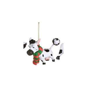  Cow with Snowball Christmas Ornament