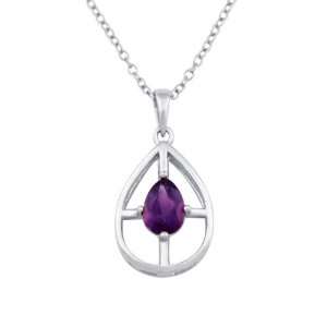 Sterling Silver African Amethyst Pear Shaped Pendant, 18 