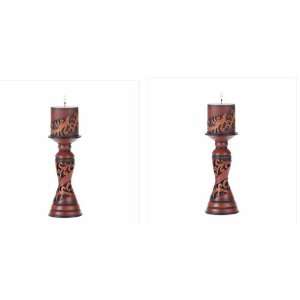 African Style Candle Holders with Matching Candles Set of 2  