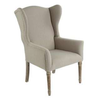 Eli French Country Wing Back Dining Occasional Chair  Dark Linen 
