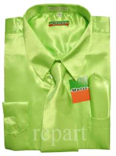 New Neon Green sateen mens dress shirt 17.536/37, XL  
