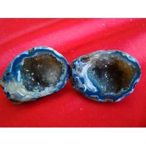  S8805 Blue Agate Geode Match Pair Nice  Everything 
