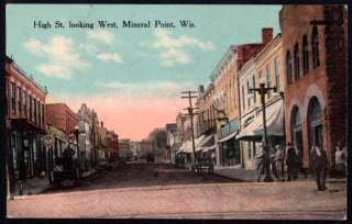 WI, Mineral Point, High St, looking West, 1915  