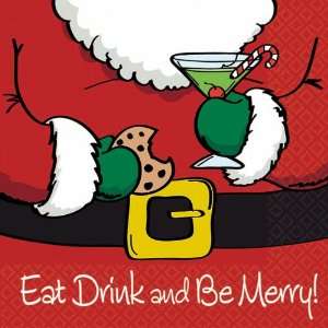  Christmas Eat, Drink and Be Merry   Beverage Napkins (16 