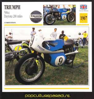 1967 TRIUMPH 500cc Daytona 200 Miles MOTORCYCLE CARD  