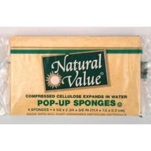  Natural Value Pop Up Sponges, 4 Pack