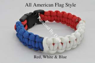 Red White & Blue 550 Paracord Bracelet Patriotic Flag  