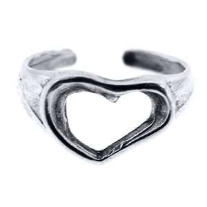  925 Sterling Silver Toe Ring Open Heart Jewelry
