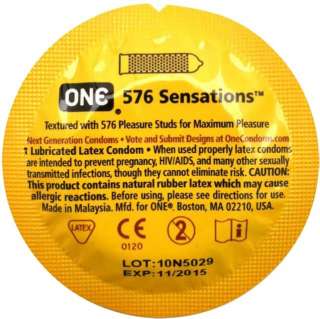 36 ONE 576 Sensations Studded Ribbed Lubricated Condoms  