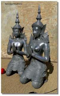 Silver Big Teppanom ANGELS statues PR polished metal praying Buddhist 