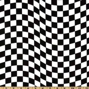  44 Wide Wavy Racing Checks Black/White Fabric By The 