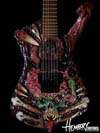 love this guitar. From the wild carving and paint to the inlayed 