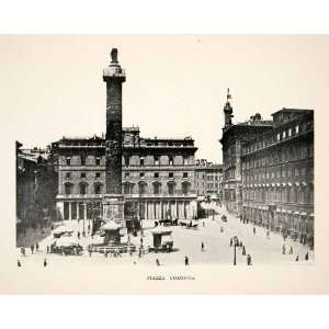  1906 Print Piazza Colonna Marcus Aurelius Column Statue St 