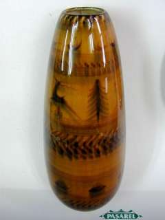 Lapid Large Hand Painted Ceramic Vase Israel 1950s  