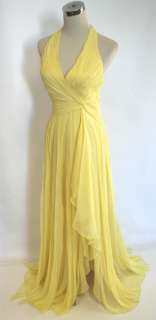 NWT BCBG MAXAZRIA $668 Pale Lime Silk Prom Party Gown 6  