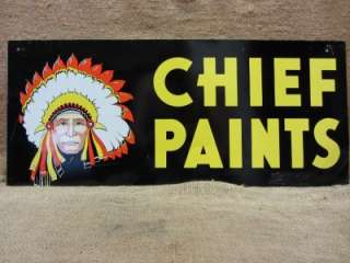   Doubled Sided Chief Paint Sign  Antique Old Metal Store Hardware 6941