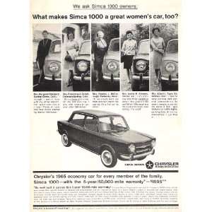  1965 Chrysler Simca 1000 Economy Car Original Print 