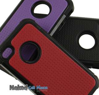 PURPLE BLACK SOFT RUBBER SKIN HARD CASE FOR iPHONE 4S  