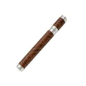 Ajmer Stainless Steel Cigar Tubes  7 ¾ Length Brown Leaf Fossil Skin 