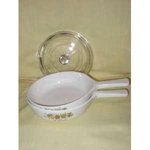 Vintage Corning Ware  Spice of Life  2 Skillets 6 1/2 Inches & 1 Lid 