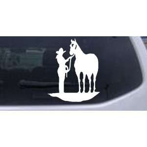 com White 26in X 21.4in    Cowgirl with Horse Western Car Window Wall 