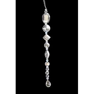  8 Beaded Jewel Clear Silver Icicle Drop Christmas Ornament 