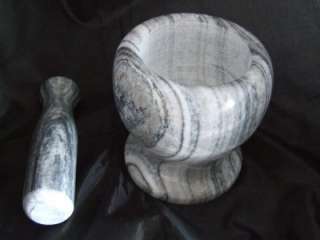 Light Grey Marble Mortar and Pestle.  