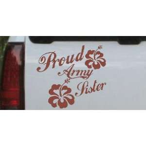 Brown 18in X 19.8in    Proud Army Sister Hibiscus Flowers Military Car 