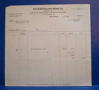 NEW YORK CITY, NY/1930 Invoice/FOLSOM ARMS COMPANY  