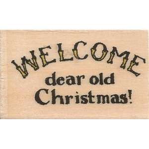 Welcome Christmas Holly Pond Hill Wood Mounted Rubber 