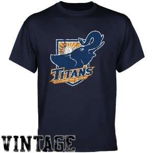 Cal State Fullerton Titans Navy Blue Distressed Logo Vintage T shirt