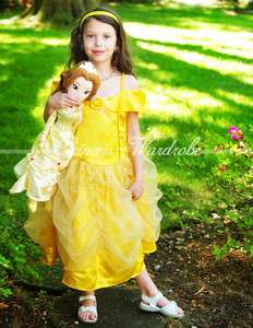 XMAS Christmas Gift Belle Yellow Princess Girl Kids Party Costume 