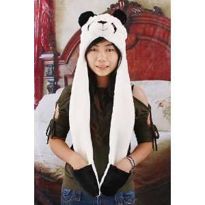  Panda Cartoon Animal Plush Warm Hat Earmuff Scarf Gloves 