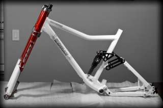 NOTE White Brothers DH3 fork and Fox RP23 rear shock visible in the 