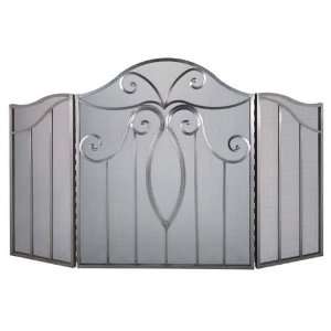  3 Fold Arched Pewter Wrought Iron Screen