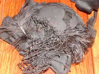 Original Victorian Edwardian Ladies Mourning Bonnet Hat w Glass Beads 