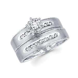  Diamond Womens Engagement Ring and Wedding Band 2 Pieces Bridal Set 