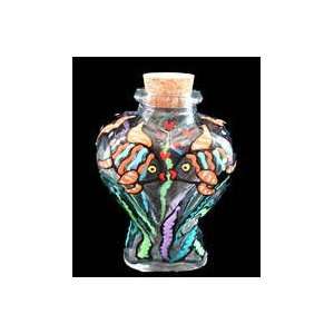   Painted   Large Heart Shaped Bottle with Cork top   6 oz.   4.5 tall