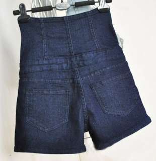   Double Breasted Zipper High Waist Shorts Deep Blue NEW Popular  