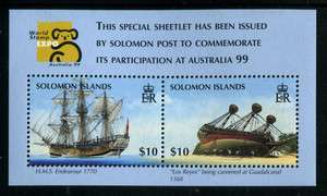 Solomon Islands 873 MNH Australia 1999. HMS Endeavour Los Reyes Ship 