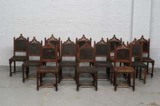 Gothic Dining Room Complete 14 Piece Set with 12 Chairs  