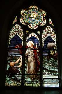   Fine Traditional Stained Glass Window of Jesus + (Walking on water