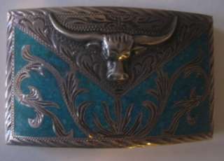 925 STERLING SILVER MEXICAN BELT BUCKLE GUAD.MEX. STEER DESIGN 1.85oz 