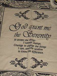 NWT SERENITY PRAYER HANGING WALL ART TAPESTRY BLUE/WH  